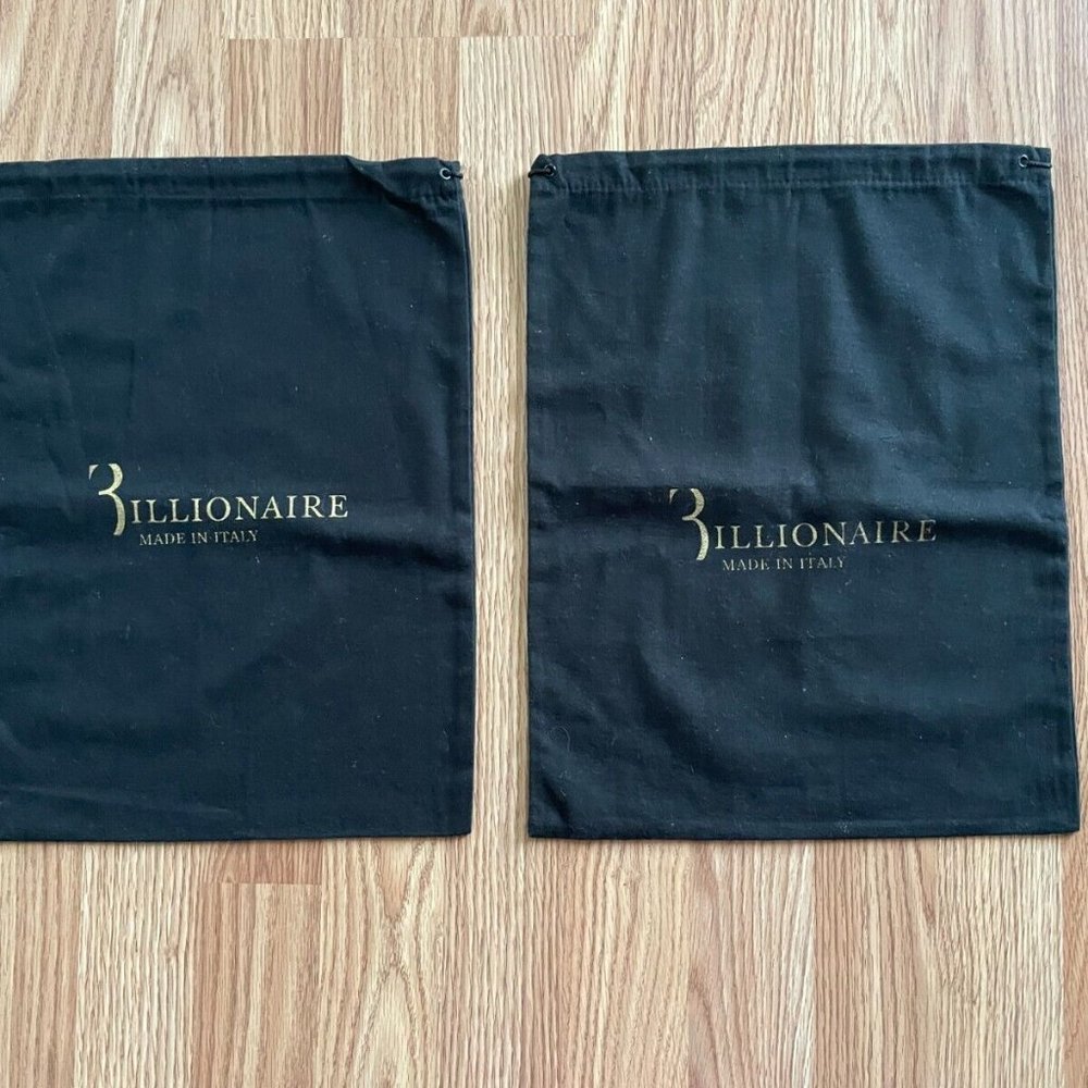 Billionaire Dust Bag Draw String Black Cotton Storage Bag Set of 2 Authentic